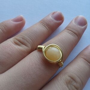 Lemon jade wire wrapped ring size 7.5